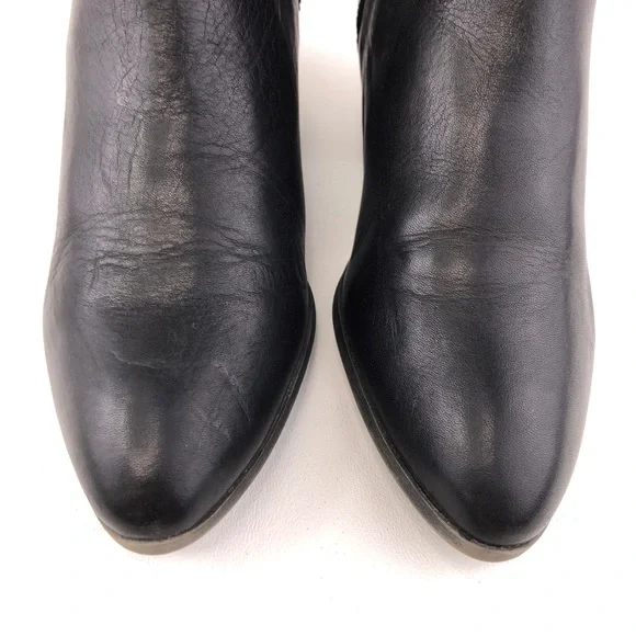 Frye Judith Black Leather Zip Ankle Booties 7M